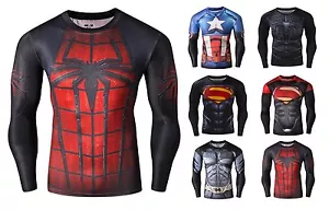 Mens Compression Superhero Top Base Layer Gym Long Sleeve Thermal Sweats - Picture 1 of 54