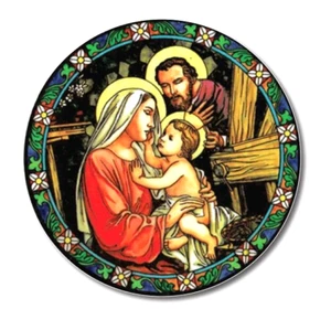 HOLY FAMILY MARY JOSEPH & JESUS STAINED GLASS EFFECT SUN CATCHER WINDOW STICKER - Picture 1 of 1