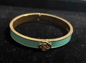Stella & Dot Turquoise Teal Silver Tone Lindsay Bangle Bracelet With Celtic Knot - Picture 1 of 5