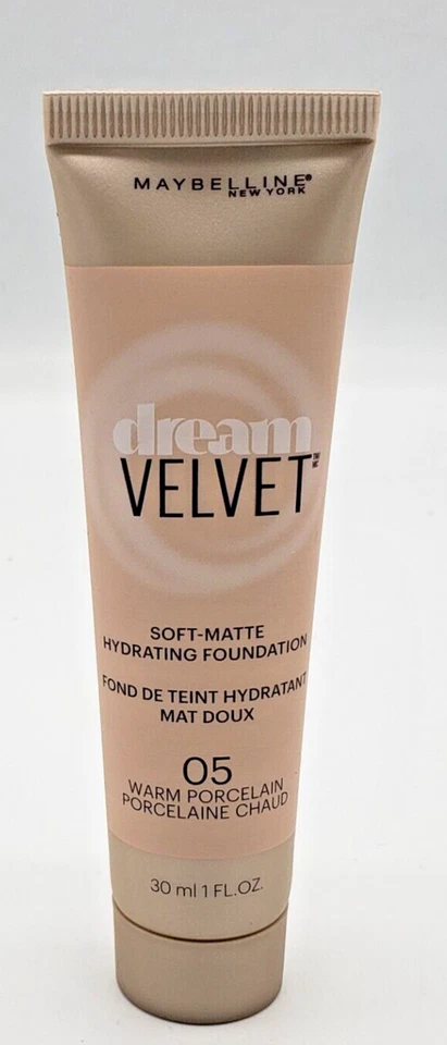 NEW Maybelline Dream Velvet Soft-Matte Hydrating Foundation- 05 WARM PORCELAIN - Image 1 of 1