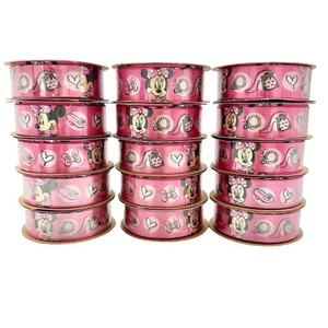 Offray Lot of 15 Spools Ribbon 7/8 inch x 9 feet Pink Minnie Mouse NEW - Picture 1 of 5