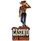 Targa in latta 35 x 70 cm slot casinò Las Vegas cowboy western retrò parete vintage
