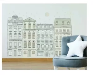 RoomMates RMK4241TBM Illustrated Townhouses XL Giant Peel and Stick Wall Decals - Picture 1 of 3