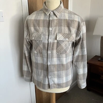 Boohoo Man Winter Thicker Shirt Medium (fits Like A Small) Cream And Beige - Image 1 of 4