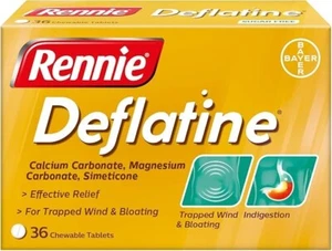 Rennie Deflatine Trapped Wind and Bloating Tablets Heartburn indigestion relief - Picture 1 of 6