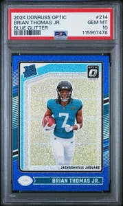 2024 Donruss Optic Rookie Brian Thomas Jr. #214 Blue Glitter SSP Gem PSA 10 RC - Picture 1 of 2