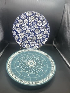 "2 platos de cena Annovero 10,25"" rosas azul marino verde azulado remolino" - Imagen 1 de 9