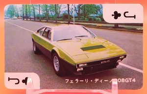 Tarjeta de juego Ferrari Dino 308 GT4/coche deportivo de lujo retro japonés raro Club J - Imagen 1 de 10