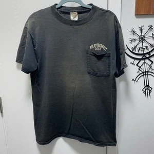 Rare 2002 Faded 2002 Biketoberfest Dracula Bike Graphic Pocket Tee T-Shirt - Bild 1 von 11