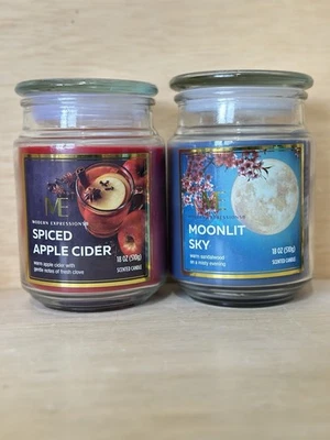 1-Modern Expression Spiced Apple Cider & 1-MoonLit Sky 18oz Ea- Glass Jars - Image 1 of 3