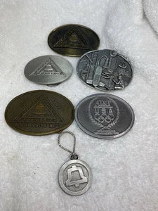 Bell Telephone Belt Buckle Switchman Vintage Lot Of 6 AT&T Iowa Northwestern - Picture 1 of 12