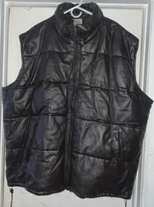 Mens 100% Genuine Leather Brown Puffer Bubble Vest Big & Tall Size XXXXXL - Picture 1 of 3