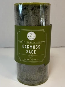 Oakmoss Sage 6" Scented Green Pillar Candle DW Home New - Picture 1 of 6