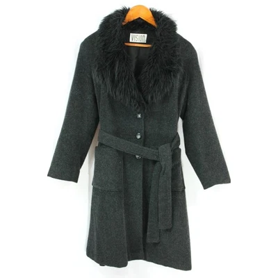 Abrigo gabardina vintage Vision cuello piel sintética cinturón S M 1990s grunge Foto 1 de 4