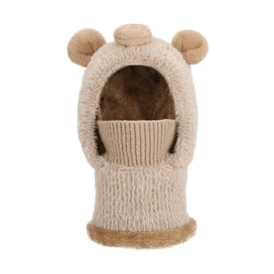 Plush Plush Neck Scarf Thick Warm Kids Bear Hat Face Guard Hat  Cold Weather - Picture 1 of 18