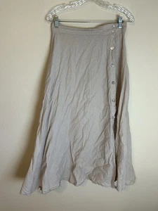 Kleiner LARA G ITALY 100% Leinen hellbeige Maxirock mit seitlichen Shell Bottons - Bild 1 von 5
