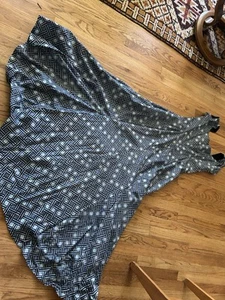 Ethnic Tribal African Print Blue COTTON Maxi Cap Sleeve Dress Full Skirt - Picture 1 of 4