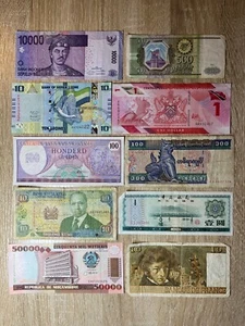 Welt Papiergeld Mix aus 10 verschiedenen ausländischen Bargeld Banknoten Währung Posten - Bild 1 von 1