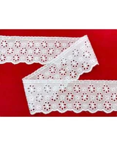 Spitze Lochstickerei Zierband 5,5cm San Gallo 4BF19B Überbacken Volant One Size - Bild 1 von 4
