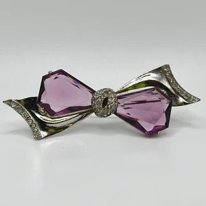 "Broche De Colección Arco Púrpura Mazer Cristal Abierto Espalda Facetado RARO Pieza Temprana 3,5""" - Imagen 1 de 24