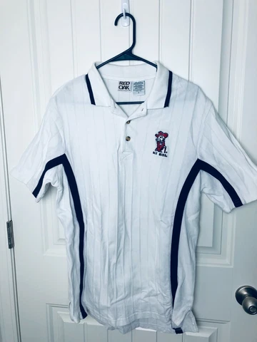 Vintage Ole Miss Red Oak Sportsware Men's Sz Large Colonel White Polo NCAA Cover