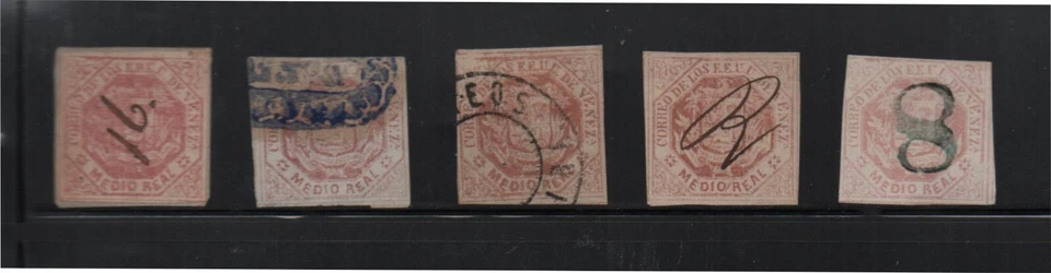 Venezuela: 1870; Scott 19x5 different cancelation, classic. VZ2637 - Image 1 of 2