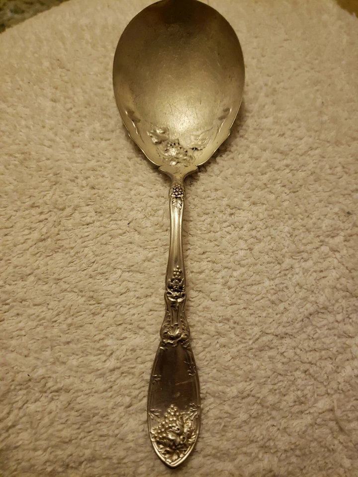 Colher de servir vintage Silverplate La Vigne Berry, 1881 Rogers A1, uvas grandes - Imagem 1 de 4