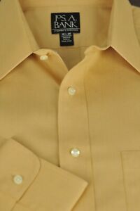 Jos A Bank Men's Traveler's Tan End On End Cotton Dress Shirt 16.5 x 35