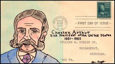 Scott 826 21 Cents Arthur Ben Kraft Hand Painted FDC Add On Unique? - Image 1 of 2