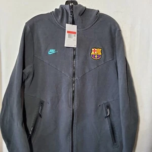 Barcelona Nike Tech Fleece Jacket Men's Large Grey Full Zip Pockets Stretch NWT - Picture 1 of 13