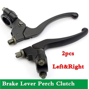 Pair Black Aluminium R+L Brake Lever Perch Clutch For 22mm Motorcycle Handlebar