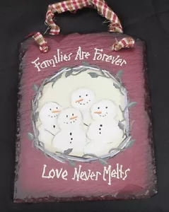 Placa de pizarra familiar muñeco de nieve - El amor nunca se derrite - Imagen 1 de 5