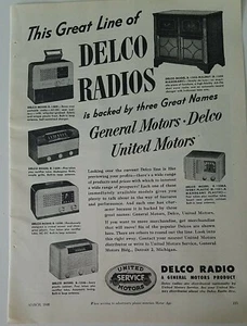 Radio United Service Motors Delco 1948 anuncio original vintage - Imagen 1 de 1
