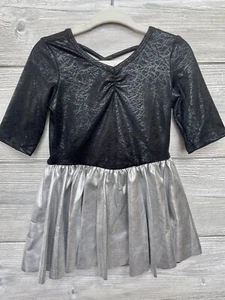 NWT Dot Dot Smile Ballerina 2T Twirl Dress Silver Metallic Black Shiny - Picture 1 of 2