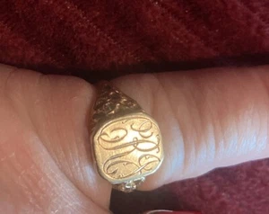 Antiker 10k Gold Ring mit gravierten Initialen Größe 4,75 3 Gramm - Bild 1 von 9