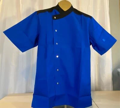 Happy Chef Men's Size S Blue Snap Up Professional Sushi Cook Smock Shirt New - Image 1 of 4