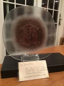 Maurice Heaton Fused Glass Tray Ltd Ed of 50 Title "In the Rain” w/ signed paper - Picture 1 of 10