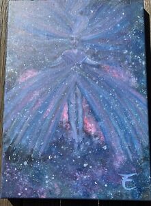 "EMBED OF THE UNIVERSE" acrylic painting blue purple pink outer space stars art