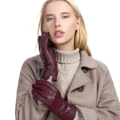Womens Genuine Nappa Sheepskin Leather Lined Gloves 12 colors - Image 1 of 3