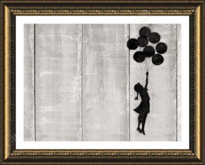 Girl With Balloon Flying West Bank by Banksy | Framed canvas | Wall art paint - Picture 1 of 12