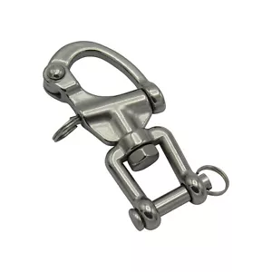 Mascella girevole a scatto acciaio inox 124 mm (spilla vela barca marina) - Foto 1 di 8
