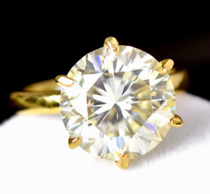 14K Gold Plated Silver 2CT Lab Created Diamond Women's Solitaire Engagement Ring