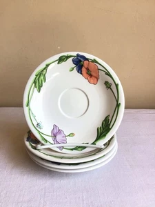 Vtg Lot Of 4 Villeroy & Boch Amapola Germany Embossed Floral Round Saucer Plates - Picture 1 of 6