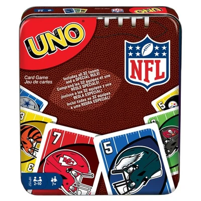 UNO NFL Card Game in Storage Tin for Kids, Adults, Parties  Travel - Image 1 of 4