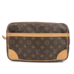 Auth Louis Vuitton Monogram Compiegne 28 Pouch Clutch Bag Brown M51845 Used F/S - Picture 1 of 24