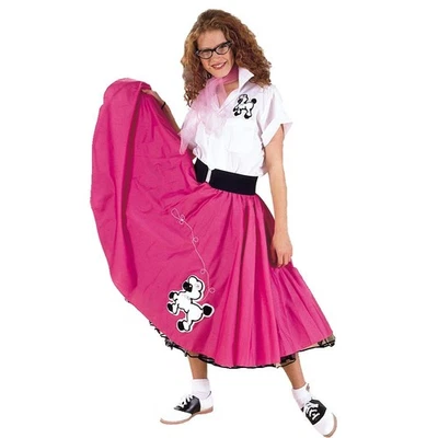 50's Poodle Sock Hop Outfit - White/Pink - Adult Medium - Cruisin' USA - Image 1 of 4