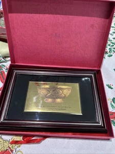 Gilt-bronze Bowl from the Tang dynasty Wood Framed Plaque W/ Box 12.5”x8” - Picture 1 of 14