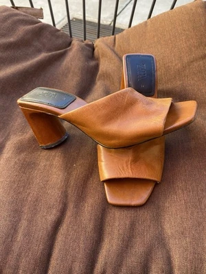 Zara Tacón Mediano Cuero Marrón Talla 6 Is 36 Eu Foto 1 de 4