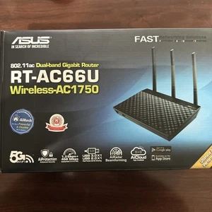 ASUS RT-AC66U B1 AC1750 Dwuzakresowy router WiFi z pudełkiem Reset fabryczny działa świetnie - Zdjęcie 1 z 9