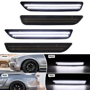 4X For 2010-2014 Ford Mustang Smoked Lens Front & Rear LED Side Marker Lights - Picture 1 of 10
